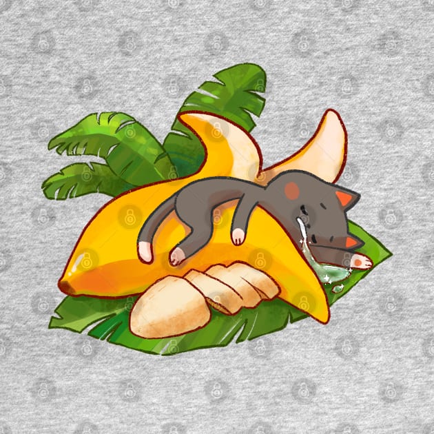 Cute cat sleeping in a banana by vooolatility